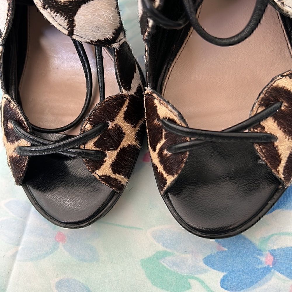 10 Crosby Derek Lam Animal Print Hair On Lace Up Heels 6 - Picture 10 of 13
